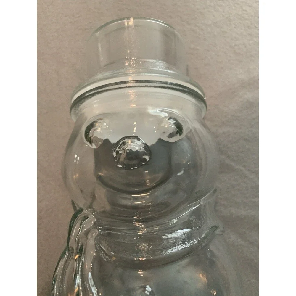 Libbey Clear Glass Snowman Candy Jar Sealed Lid Seal Winter Christmas Mexico